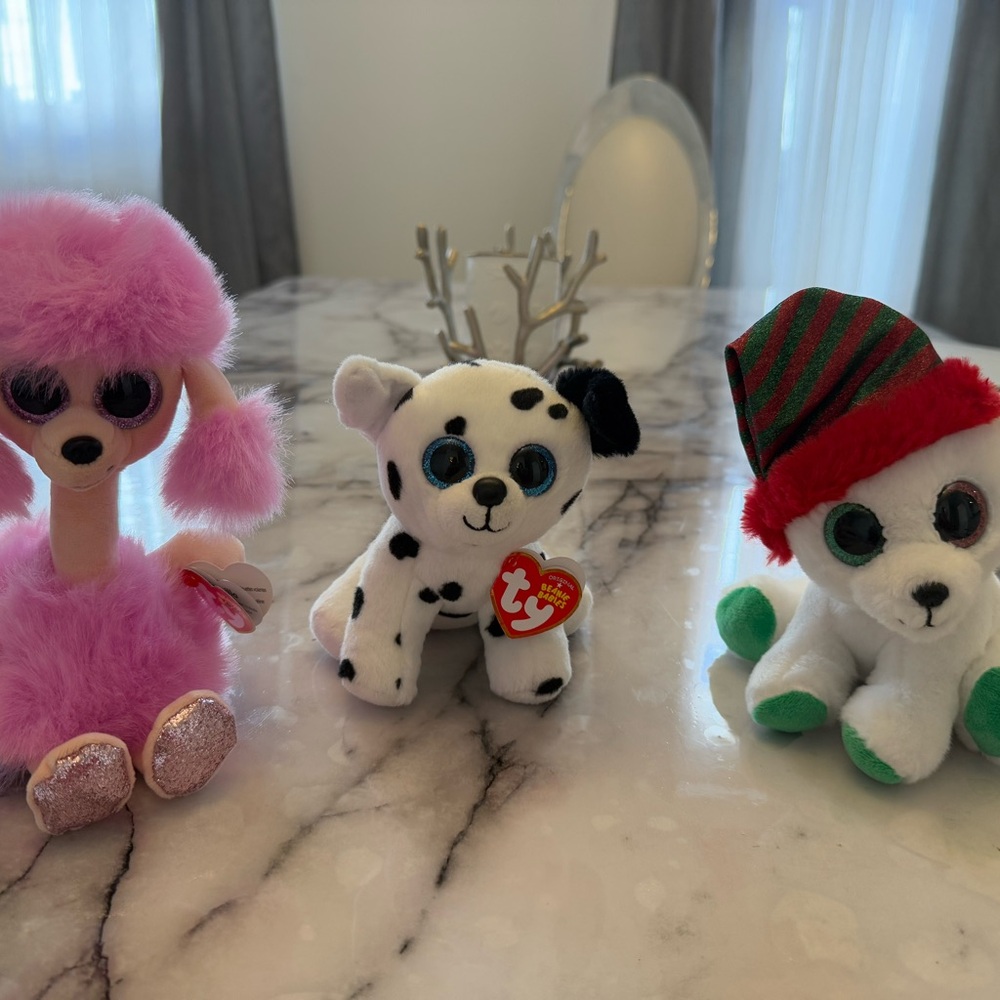 TY Beanie Babies Set - Pink, Dalmatian, Holiday